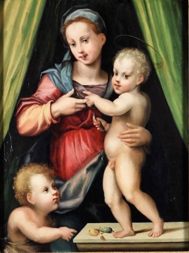 Vierge à l'Enfant et Saint Jean-Baptiste - Domenico Puligo (Firenze 1492-1527)